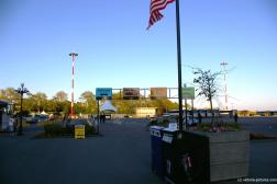 Shuttle buses and limo signs at the Victoria cruise Harbor.jpg