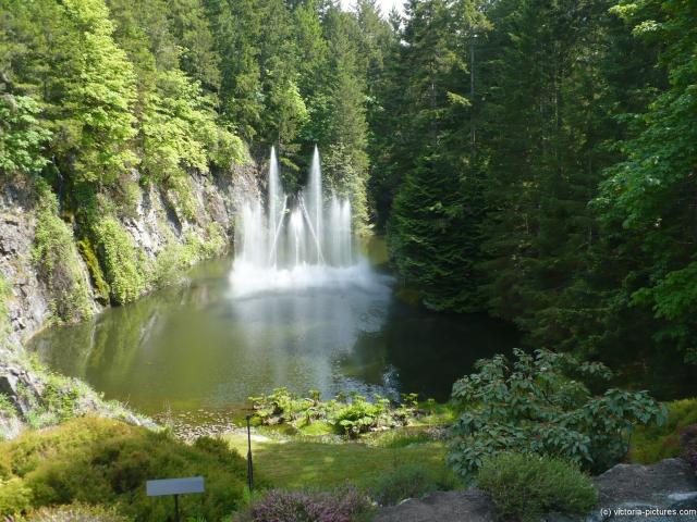 Butchart Garden Ross Fountain in the Sunken Garden Lake.jpg