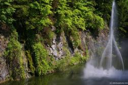 Close up of the Ross Fountain water jets at the Sunken Garden Lake of the Butchart Gardens.jpg