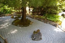 Sandy garden area of the Japanese Garden in Butchart Gardens.jpg