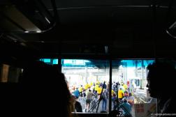 Tour bus waiting for bikers in order to get off the ferry as it is docked at Swartz Bay near Victoria.jpg